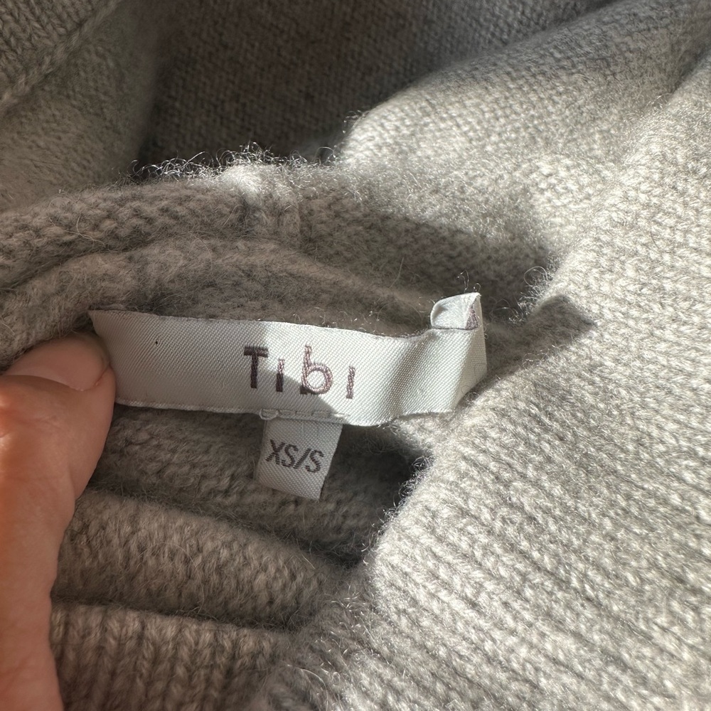 Tibi Light Gray Cashmere Hoodie Sweater - Picture 7 of 8